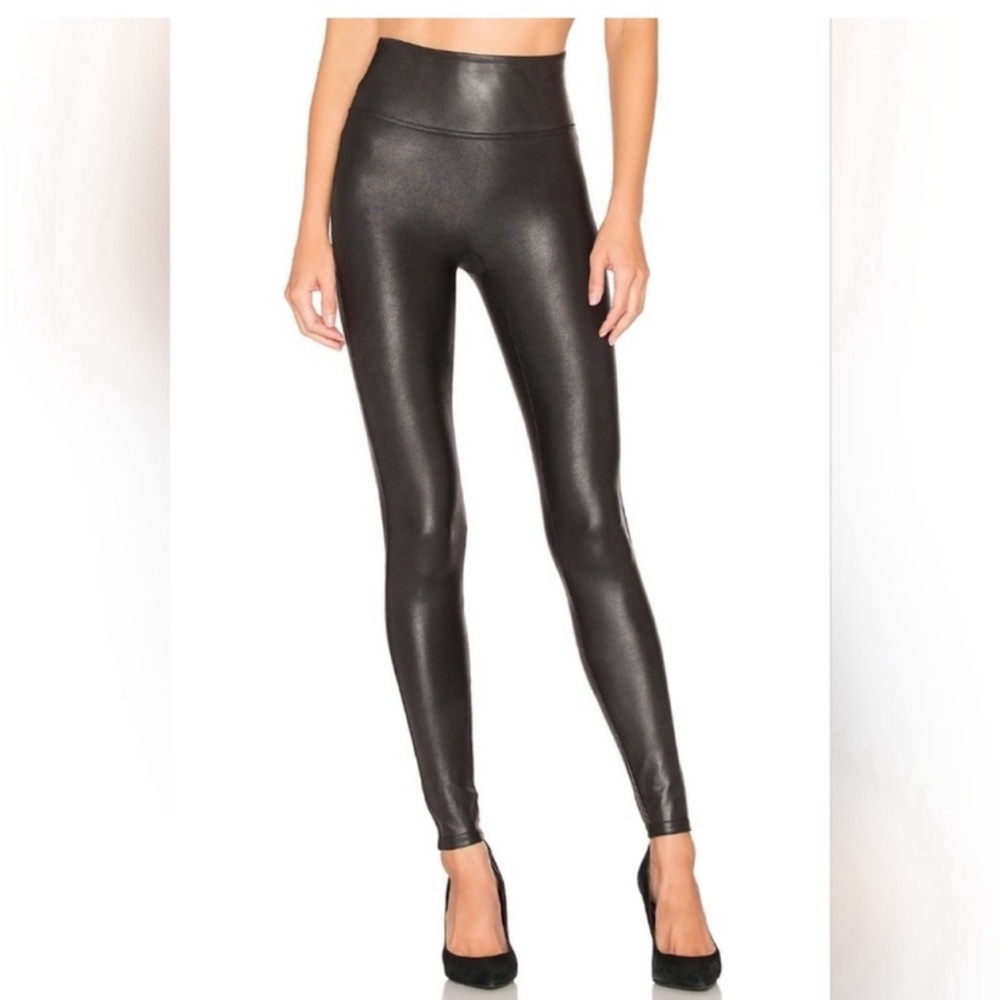 SPANX Faux-Leather High-Waist Leggings in Black